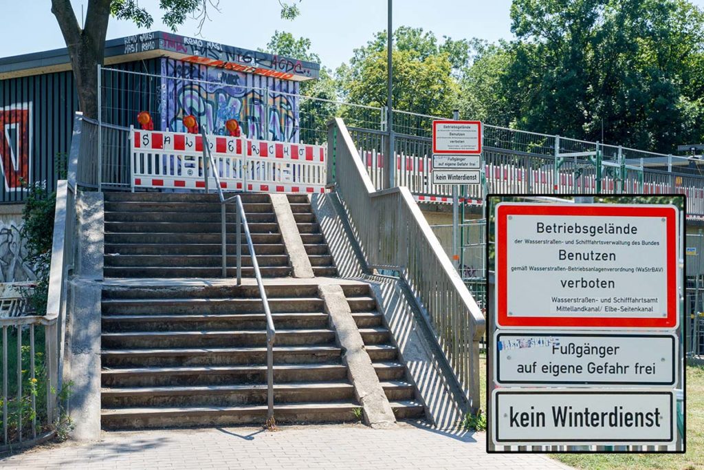 Beschilderung am Treppenaufgang