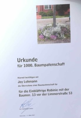 Baumpatenschaft Joy Lohmann