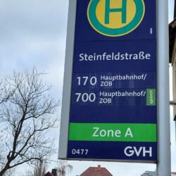 Bushaltestelle Steinfeldstraße mit neuer Linie 170