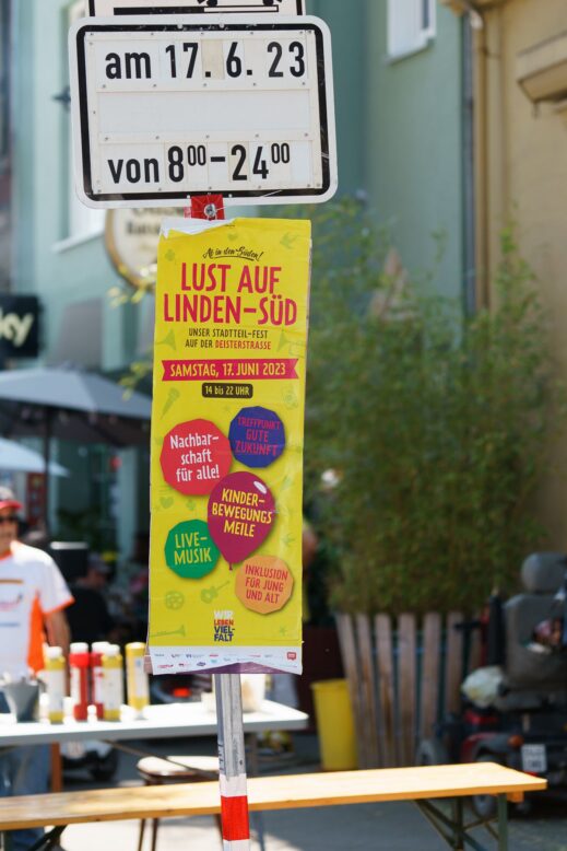 Lust auf Linden-Süd Schild Datum 2023