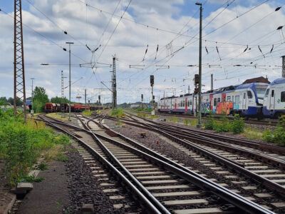 Blick auf den Güterbahnhof Fischerhof Richtung Süden