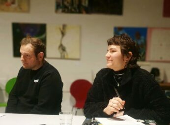 Quartiersmanager Carsten Tech und Innenarchitektin Julia Gronau