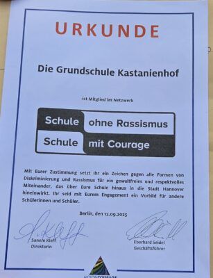 Zur Einweihung gab es die Urkunde