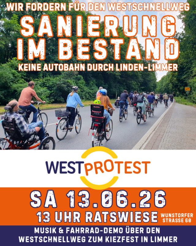 Fahrrad-Demo zum Kiezfest Limmer & Infostand beim Stadtteilfest "Lust auf Linden-Süd"