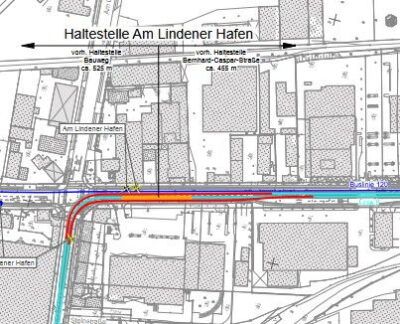 Auszug Übersichtslageplan Hochbahnsteig Lindener-Hafen