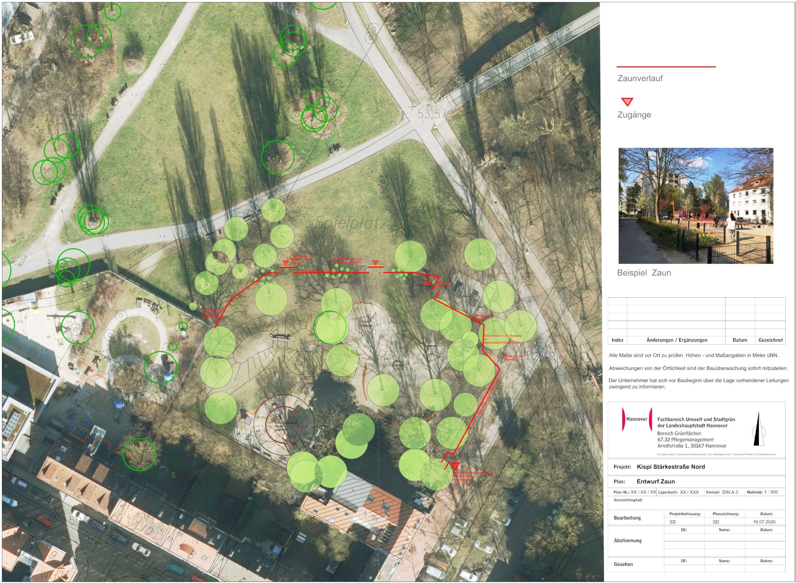 Entwurf der Stadtverwaltung für Zaunverlauf