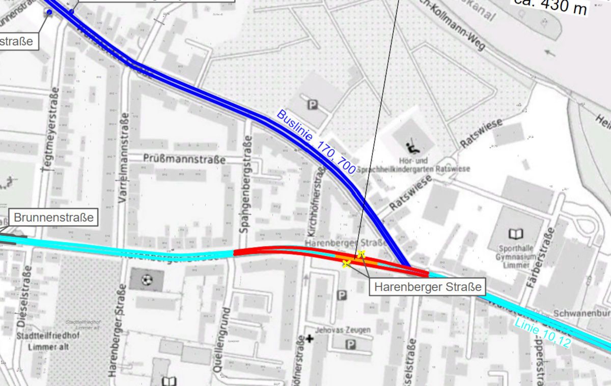 Lageplan Hochbahnsteig Harenberger Straße