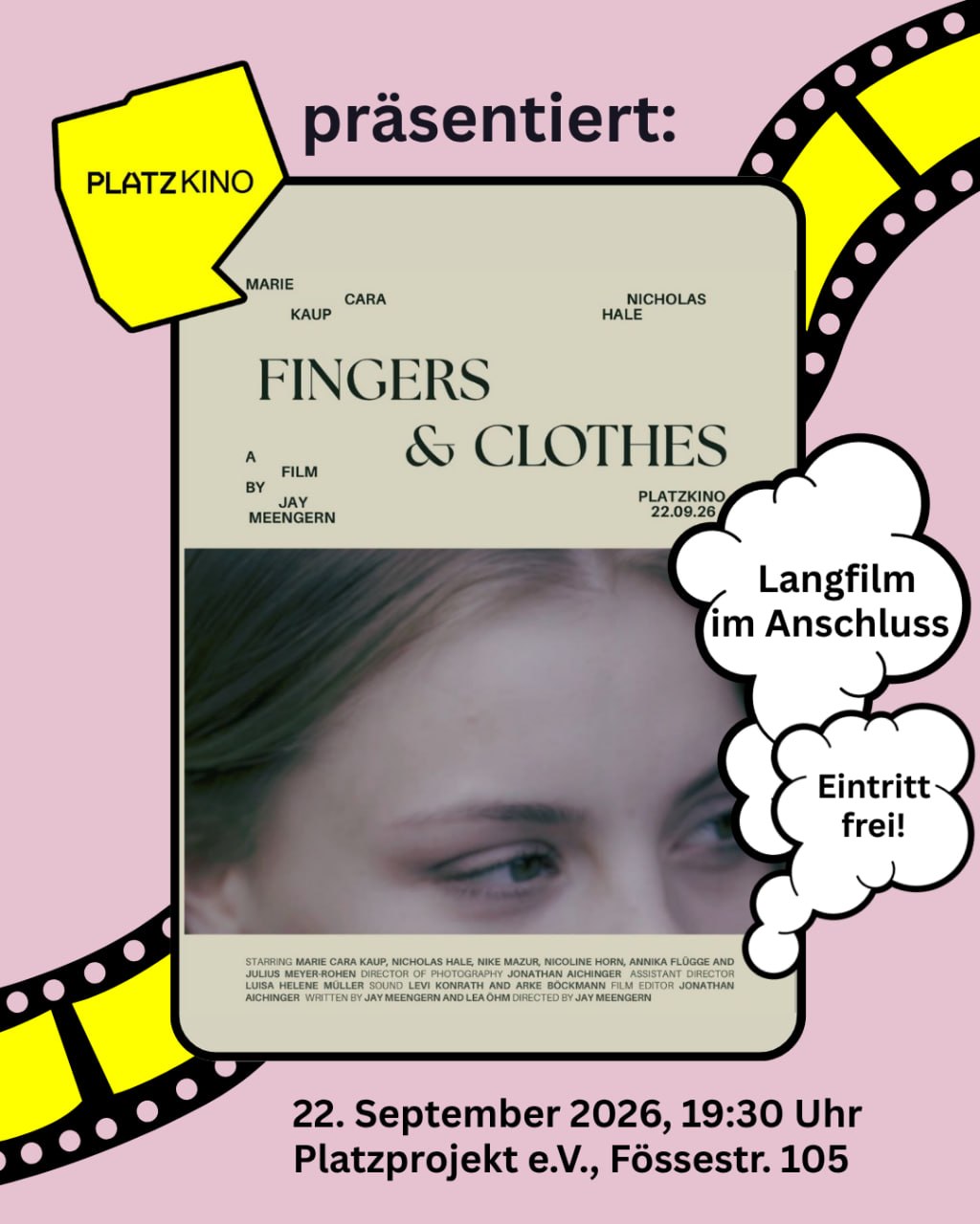 PLATZKino - Kurzfilmpremiere "Fingers & Clothes"